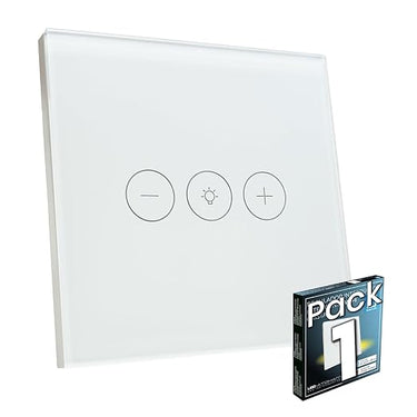 LED ATOMANT Interruptor de Cristal Inteligente Wifi, Sin Cable Neutro, Pulsador de pared, Control Mediante APP Smart Life, Compatible con Alexa y Google Assistant, Pulsador Tactil para Iluminacion